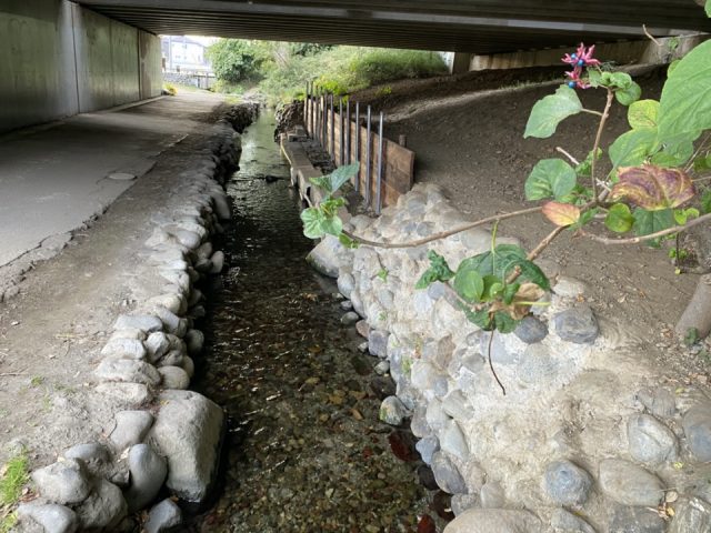 道路の下に流れる河川