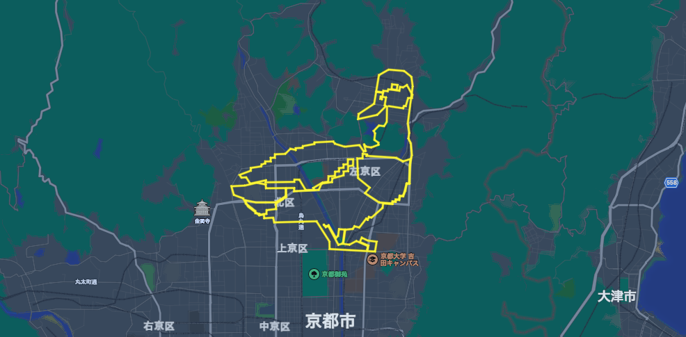 GPSアート「鴨川の鴨」の模写